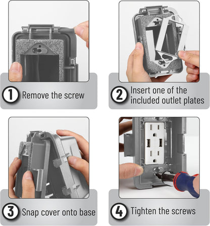Bates- Weatherproof Electrical Outlet Cover, 1-Gang Outdoor Plug Cover | For Protection Against Rain Dust & Outdoor Use