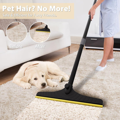 B-Land Carpet Rake for Pet Hair Removal, Reusable Pet Hair Remover with 60” Adjustable Long Handle, Carpet Scraper Broom Dog Cat Hair Remover Tool Fur Sweeper for Rugs, Mats