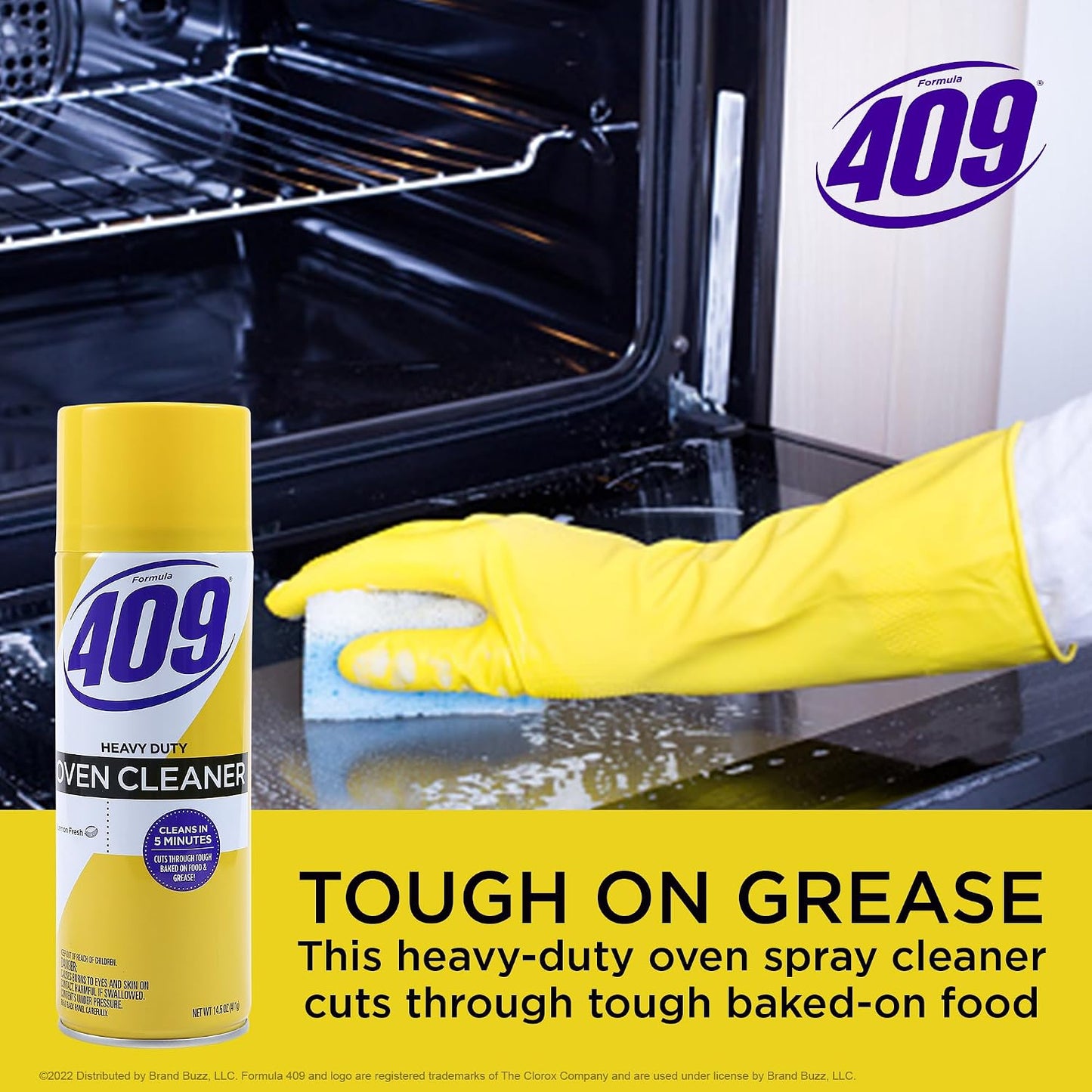 Formula 409 Heavy Duty Spray-On Oven Cleaner, Lemon Scent - Grill and Stove Top Cleaner Cuts Through Grease & Grime on Contact, A Powerful Clean You Can Trust, 14.5 Oz