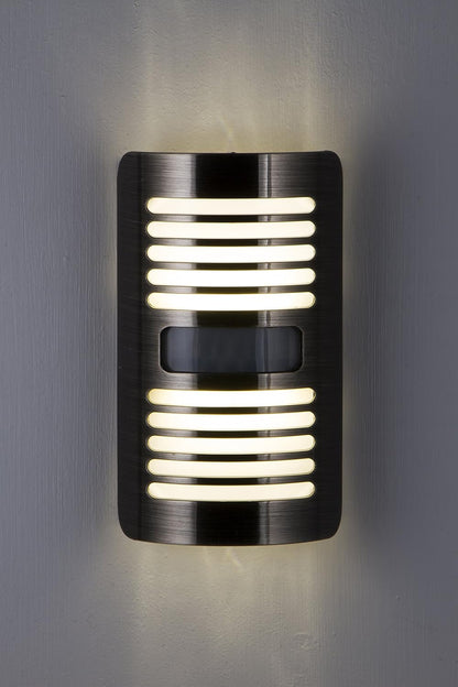 GE Enbrighten LED Motion Sensor Night Light, Plug-in, 40 Lumens, Motion-Select with 25ft Detection, Dusk-to-Dawn, Brushed Nickel Louver – 37299 (1 Pack)