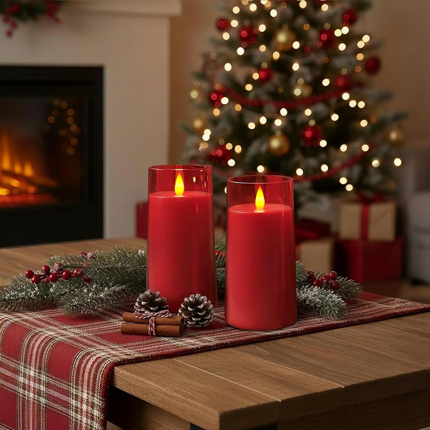 Raycare Flameless Electronic Pillar Candles with Remote Control and Timer- Battery Operated Realistic Flickering LED Fake Candle for Home, Wedding, Valentine's Day, Decor,White,Set of 2(3"x6"6")