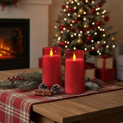 Raycare Flameless Electronic Pillar Candles with Remote Control and Timer- Battery Operated Realistic Flickering LED Fake Candle for Home, Wedding, Valentine's Day, Decor,White,Set of 2(3"x6"6")