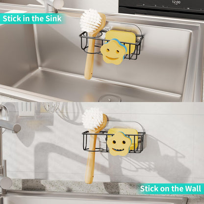 HapiRm 4 in 1 Sink Caddy Sponge Holder, SUS304 Stainless Steel Kitchen Brush Holder and Dish Cloth Hanger, Kitchen Organizers and Storage Essentials - Silver