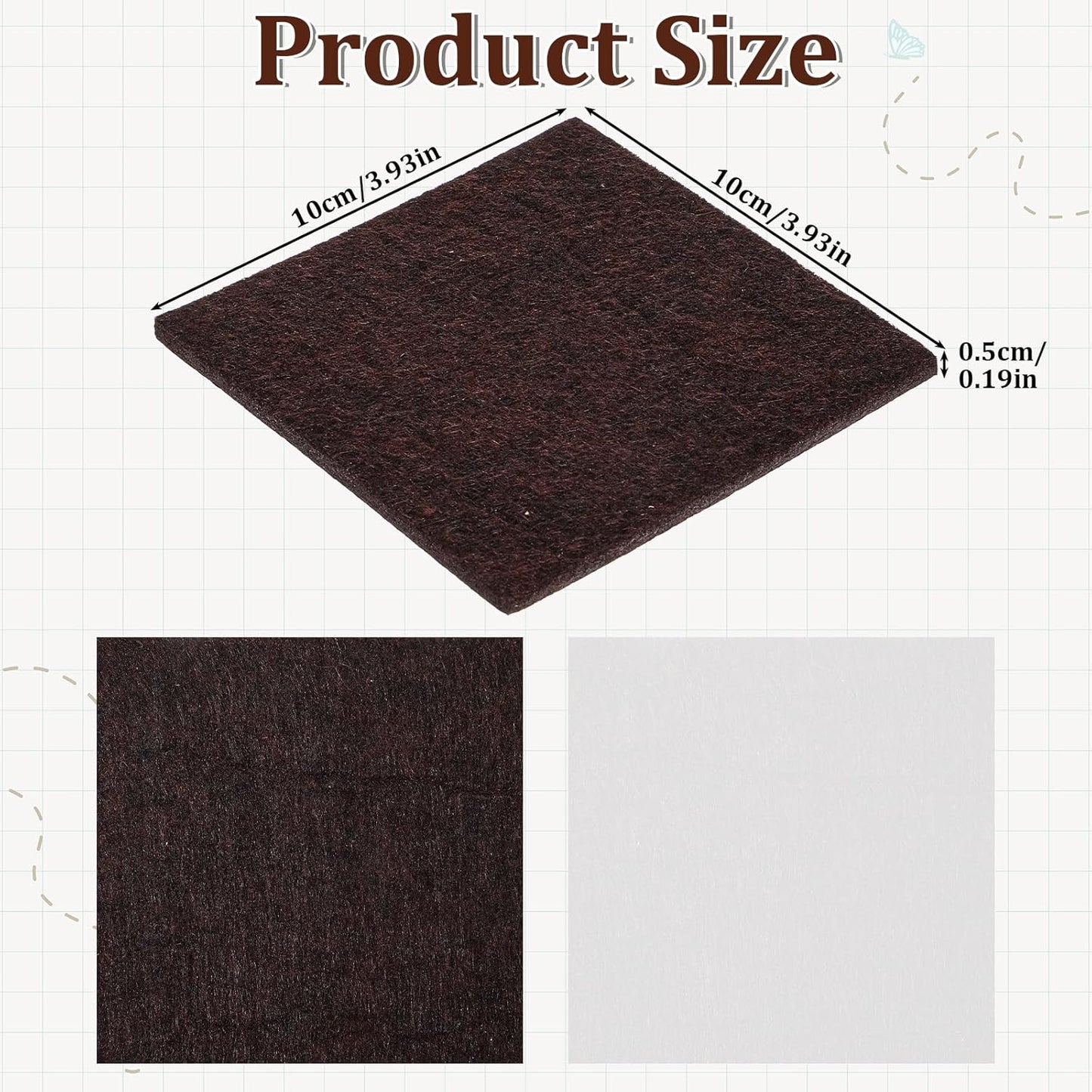 6Pcs Square Felt Furniture Pads 4" x 4" Self Adhesive Square Furniture Felt Pad Cuttable Anti Scratch Furnitures Pads Floor Protectors Furnitures Sliders for Hardwoods Cabinet Laminated Floors
