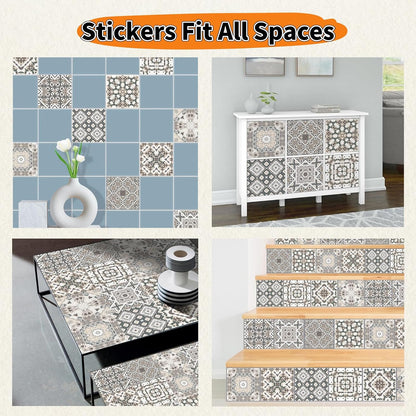 PVC Peel and Stick Tile Stickers 24Pcs Waterproof Removable Backsplash Wall Decals Self-Adhesive Subway Stickers for Kitchen Bathroom RV Instant DIY Upgrade Sticker (Style D, 3.94 x 3.94 Inch)