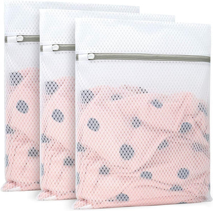 Muchfun 3Pcs Durable Diamond Mesh Laundry Bags for Delicates 12 x 16 Inches | (3 Medium)