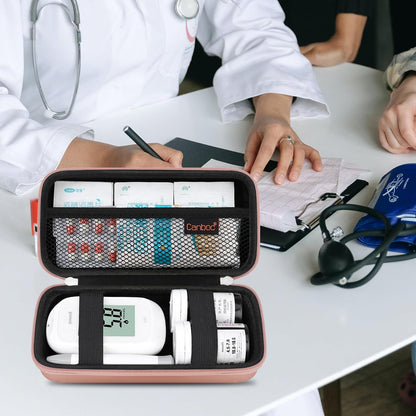 Canboc Diabetic Supplies Case, Carrying Organizer for Glucose Meter, Lancing Device, Blood Sugar Test Strips, Lancets, Insulin Pens, Alcohol Wipe and Other Diabetes Care Accessories, Rose Gold