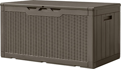 Greesum Outdoor Storage Box 31 Gallon Storage Box with Lid for Patio Furniture, Garden Tools, Pool Supplies, Waterproof and UV Resistant, Lockable, Dark Black