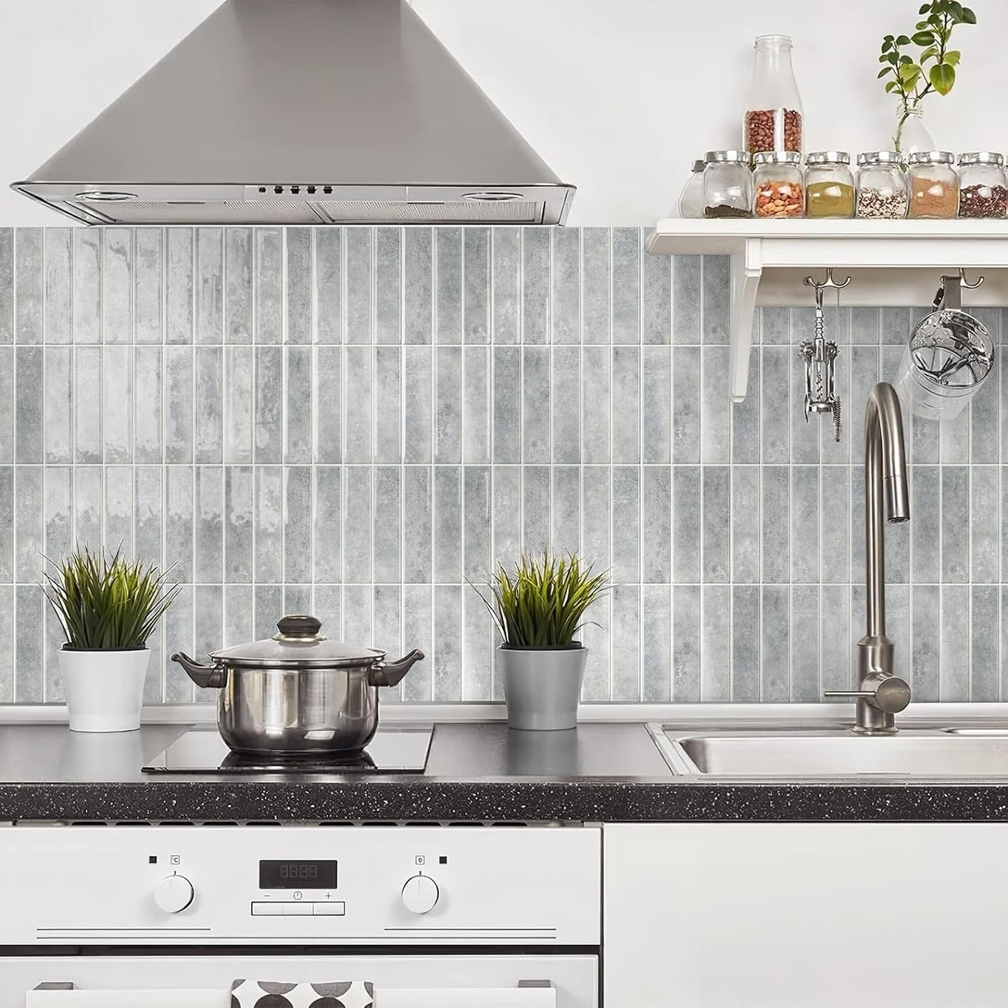 Alwayspon 10 Sheets 12x12inch Beige 3D Vinyl Backsplash Tiles, Self-Adhesive Peel and Stick Wall Tile Stickers Stick on Subway Tiles for Kitchen Bathroom Wall