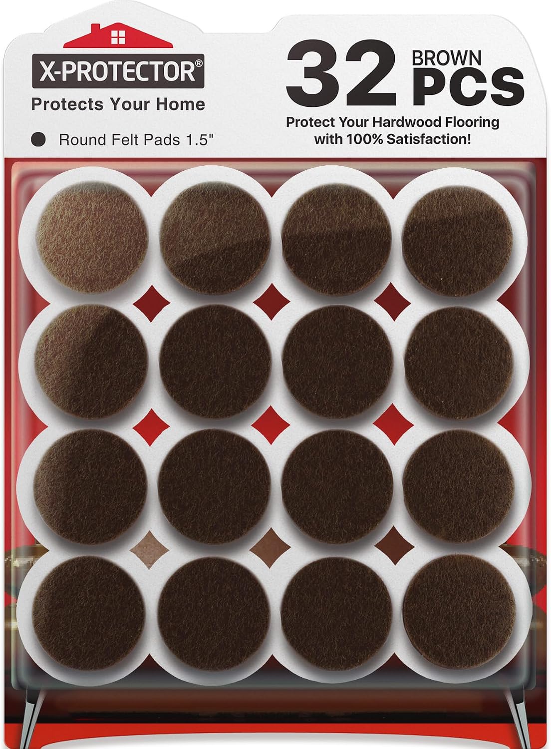 X-Protector Premium Felt Furniture Pads - 20 PCS 6 x 1/2" - Black Rectangular Pads with Tenacious Adhesive - Protects Hardwood, Laminate & Tile Floors