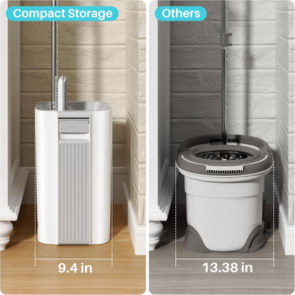 JOYMOOP Mop and Bucket Set, Flat Mops for Floor & Wall Cleaning, Commercial & Household Use, Hardwood Floor Mop with Long Handle & 4 Microfiber Pads