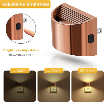 L LOHAS LED Night Lights Plug into Wall 2 Pack, Dusk to Dawn Sensor Nightlight, Brightness Adjustable, 3000K Soft White