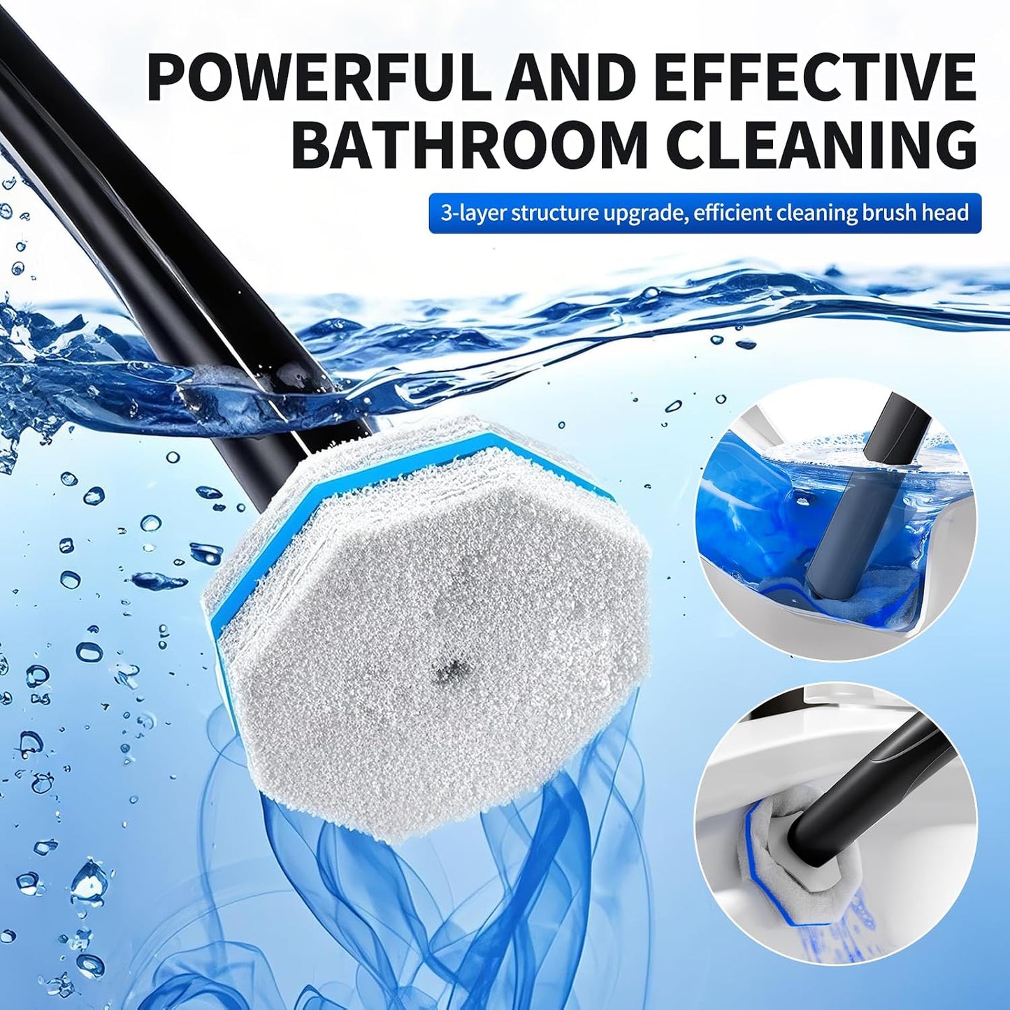 Disposable Toilet Brush - Toilet Bowl Cleaner, Toilet Cleaning Supplies, Toilet Brush with Holder, Toilet Bowl Cleaner Wands，40 Refills for Toilet Cleaning and Hygienic Bathroom Maintenance