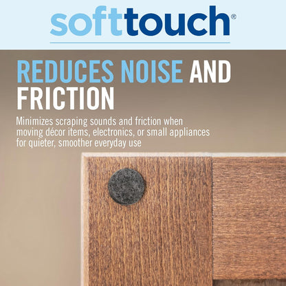 SoftTouch 1.5" Round Reusable Felt Furniture Sliders for Hard Surfaces, Noise-Reducing Adhesive Moving and Protective Pads for Cabinets, Chairs, Tables & Decorative Items Set of 48, Brown