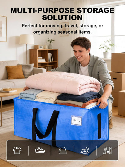 HOMESURE Supports 200lbs Heavy Duty Moving Bags - Strong Zipper & Wrap-Around Handles - Water-Resistant Storage Totes, Durable Alternative to Moving Boxes - 8 Pack - Semi-Transparent