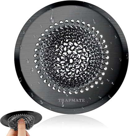 Reversible Kitchen Sink Drain Strainer Basket for Sink & Garbage Disposal | Easy Clean, Anti-Clogging, Fast Drainage, Anti-Slip, Anti-Rust, 304 Stainless Steel, Large Capacity, 4.4",Patented Chain Mesh