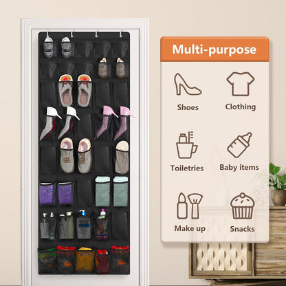 FENTEC 40 Large Pockets Over The Door Shoe Organizer, Mesh Hanging Shoe Organizer Shoe Rack for Closet Mesh Closet Shoe Holder, Over Door Organizer, Shoe Organizer for Wall, Grey, 1 Pack