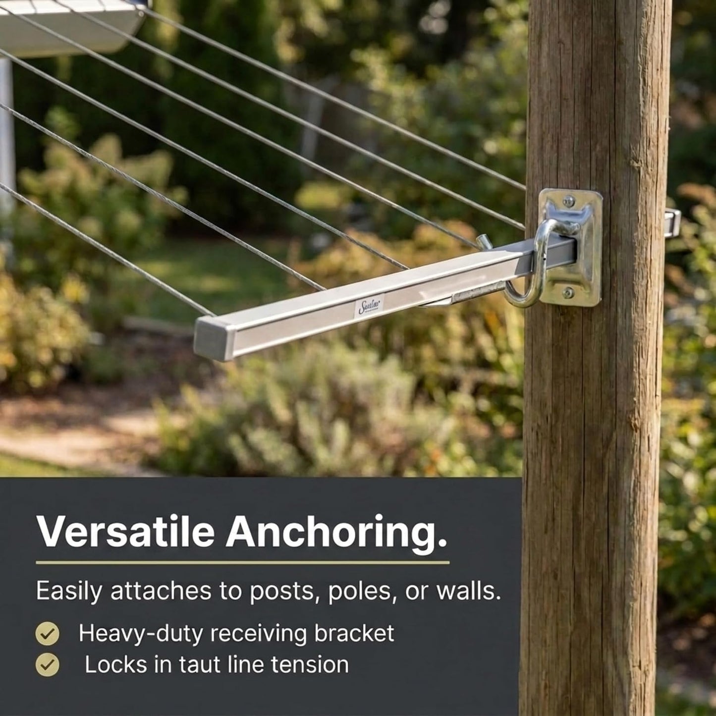 Household Essentials Steel and Aluminum 5‑Line Retractable Wall‑Mounted Dryer Slim Space‑Saving Laundry Rack, White Finish