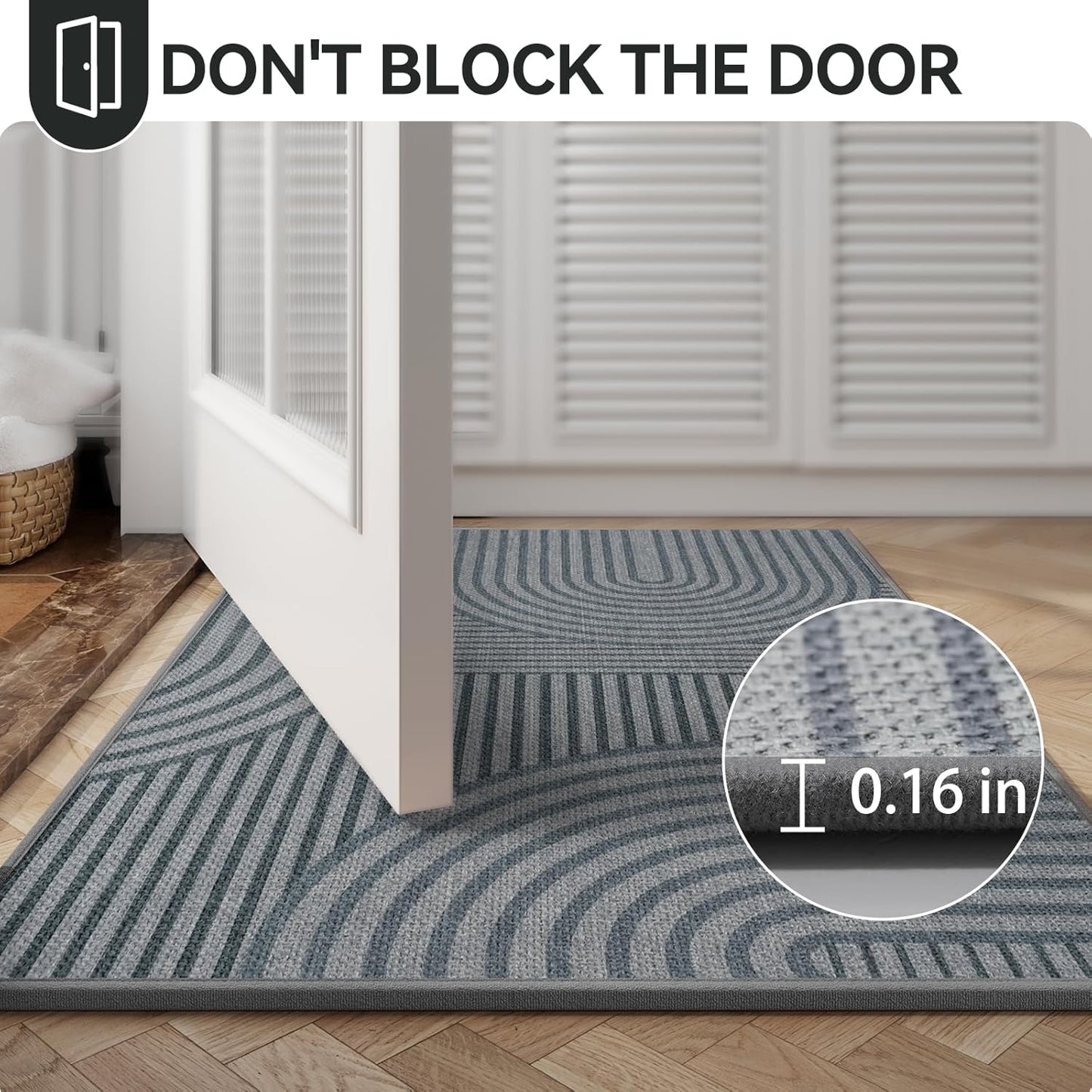 Front Door Mat 17''x30'', Absorbent Dirt Resist Washable Non Slip Low-Profile Indoor Doormat, Easy Clean Welcome Entryway Door Mats, Brown