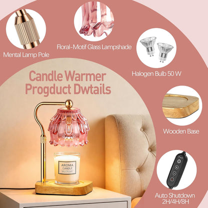 Candle Warmer Lamp with Timer Dimmer - Birthday Gift for Women Mom, Electric Wax Melter Warmer Adjustable Height for Jar Candles Housing Warming Home Decor