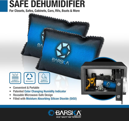 BARSKA Rechargeable Desiccant Dehumidifier - Safe Moisture Absorber for Home Closets, Gun Safes, Basement, Garage, Cars - Microwaveable - Portable Blue Dehumidifying Solution