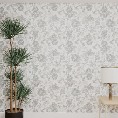 GloryTik Floral Peel and Stick Wallpaper, Removable Blue Floral Contact Paper, Self Adhesive Renter Friendly Wallpaper for Bedroom Living Room Bathroom (17.3" x 78.7")