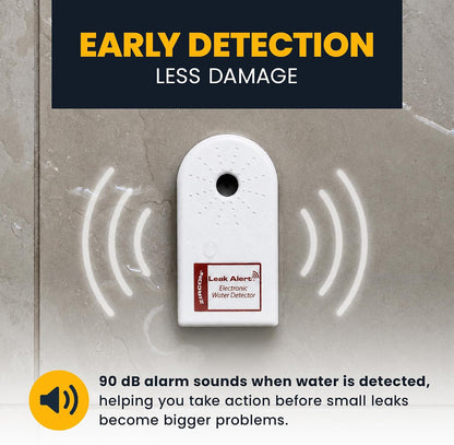 Zircon Leak Alert Water Leak Detector & Flood Sensor Alarm/Water Leak Sensor with Dual Leak Alarms 90Db Audio/Battery Powered (2 Pack) Batteries Not Included (72311) White