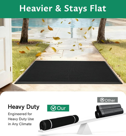 32x39 Rubber Front Door Mat Outside Entrance with Fingertip Scraper Design | Heavy Duty, Non-Slip, Dirt Trapping, Waterproof, Low-Profile, for Entryway