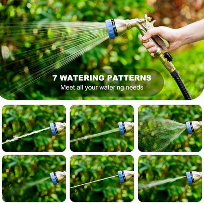 HOSUN Heavy Duty Garden Hose Nozzle, 100% Metal Adjustable Water Sprayer with 7 Spray Patterns, Leak-Proof Rear Trigger with Lock, High Pressure Hose End for Lawn Watering, Car Wash, Pet Cleaning