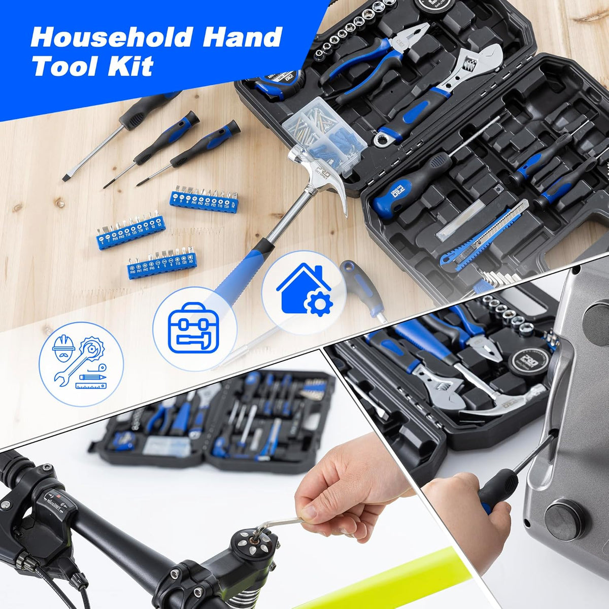 Prostormer 179-Piece Home Tool Kit, General Household Tool Set | Basic Hand Tools with Portable Storage Box for Apartment, Garage, Office and College Dorm