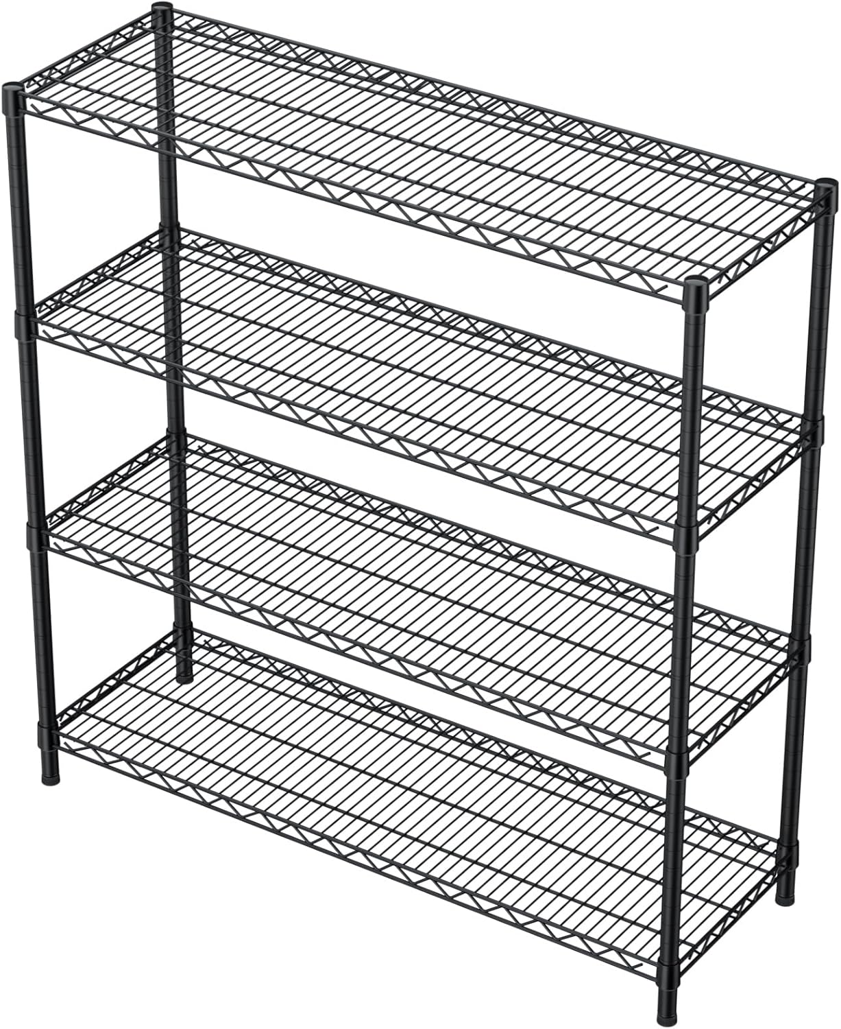 Golpart 4 Tier Adjustable Storage Shelves Metal Utility Shelf Wire Shelving Unit Organizer Rack for Home Kitchen Office Bathroom Pantry Room 12" D x 18" W x 44" H