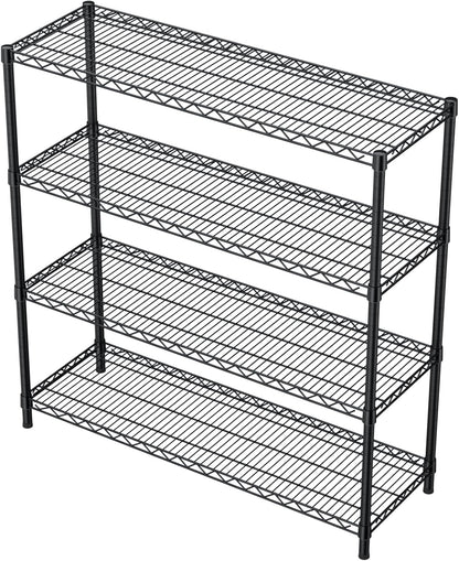 Golpart 4 Tier Adjustable Storage Shelves Metal Utility Shelf Wire Shelving Unit Organizer Rack for Home Kitchen Office Bathroom Pantry Room 12" D x 18" W x 44" H