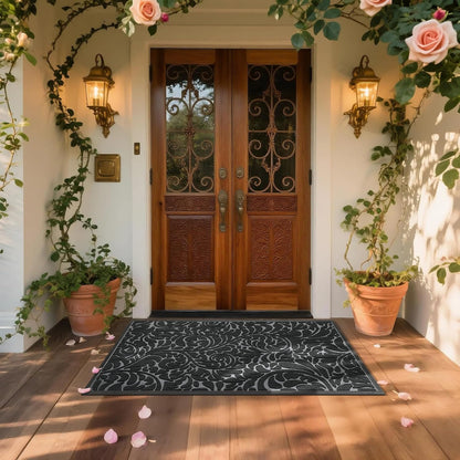 Yimobra Front Door Mat Outside Entrance, Waterproof Sturdy Retro Outdoor Mat, Heavy Duty Non-Slip Doormat for Garage Patio Entryway Indoor, Easy Clean, 29.5x17, Grey