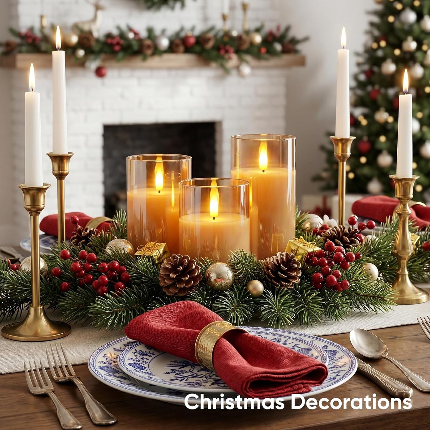 5plots Glass Battery Operated White Flameless Candles with Remote Timer, 3D Wick Real Wax Pillar Led Candles Warm Flickering Light for Indoor Home, Halloween, Christmas Decor, Set of 3, D3 x H4 5" 6"