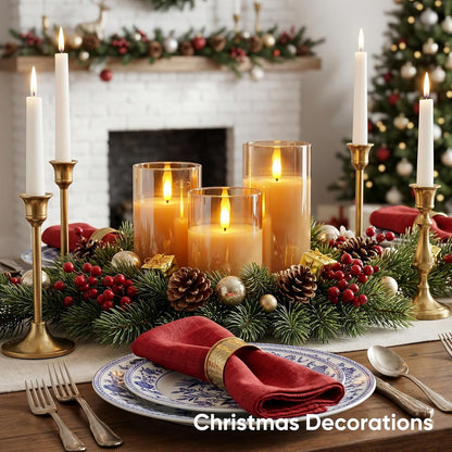 5plots Glass Battery Operated White Flameless Candles with Remote Timer, 3D Wick Real Wax Pillar Led Candles Warm Flickering Light for Indoor Home, Halloween, Christmas Decor, Set of 3, D3 x H4 5" 6"