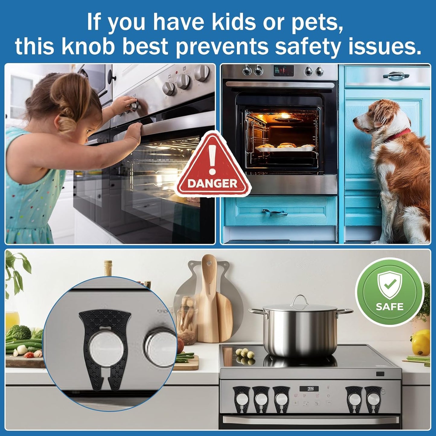 Zhehao 8 Pcs Gas Stove Knob Locks Stove Knob Safety Covers Silicone Child Proof Oven Locks for Kitchen Prevent Accidental Touch Child Pets Safety