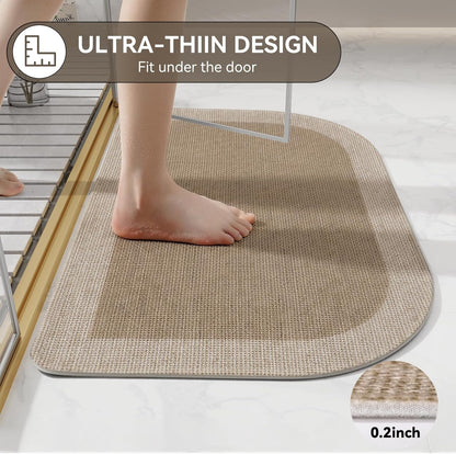 YDKGL Ultra Thin Bathroom Rugs Mat Quick Dry Absorbent Non Slip Bath Mat Bath Mats for Bathtub Mat Bathroom Carpet Fit Under Door Washable Floor Rubber Half Round Bath Rugs Grey 16x24