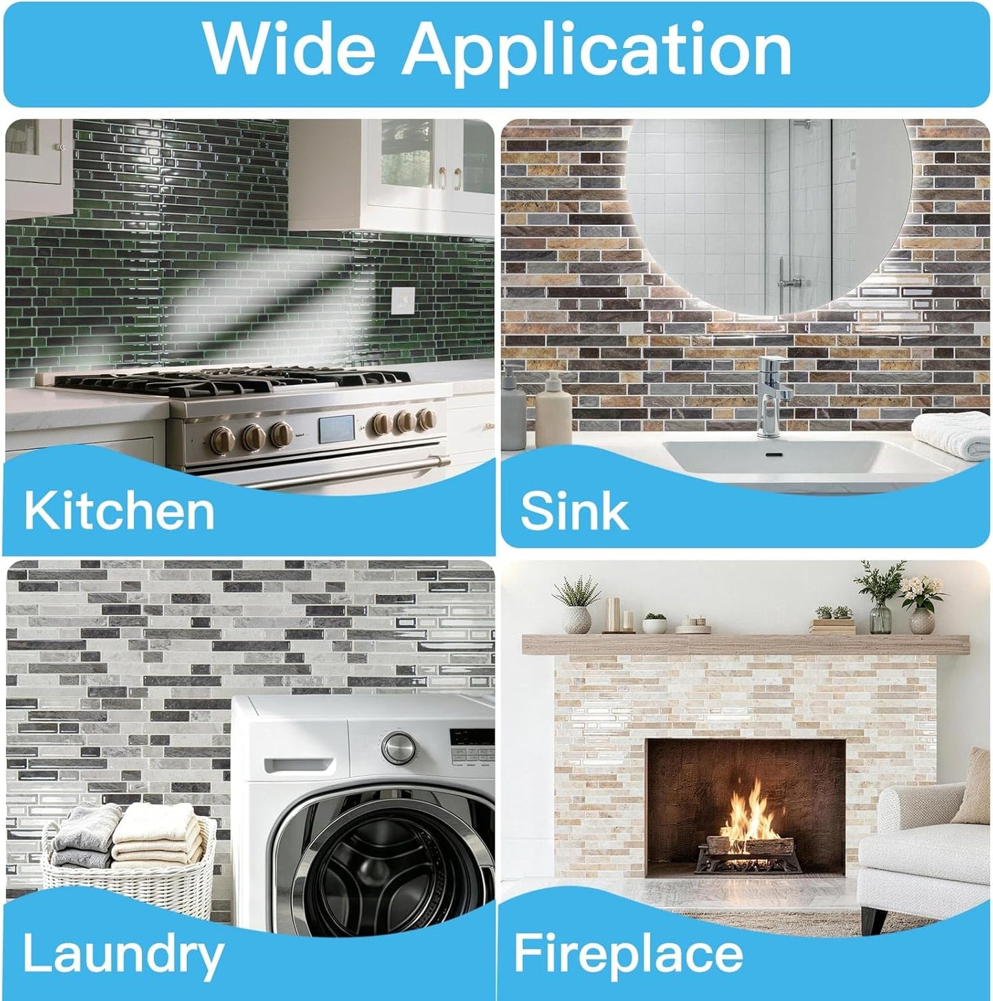Art3d 10-Sheet Heavy-Duty Peel and Stick Backsplash, Waterproof Wall Tiles Stick on Kitchen Backsplash Living Space, Beige & White