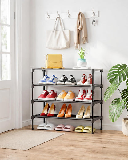 Kitsure Shoe Rack - Non-Woven Shoe Rack Shelf, Shoe Organizer for Closet, Entryway, Garage & Corridor, Stackable Shoe Shelves, 27.5" Wide - 3 Tier, Black