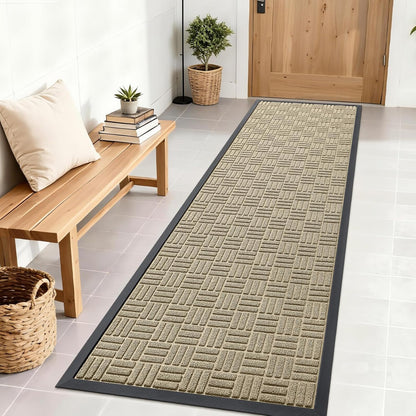 OLANLY Front Door Mat Outside Entrance 29.5x17, Absorbent, Heavy Duty Sturdy Natural Rubber Doormat Indoor Outdoor, Stain and Fade Resistant, Non-Slip Backing Low Profile Floor Mat for Entryway, Grey