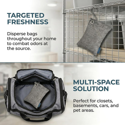 Bamboo Charcoal Air Purifying Bags, Activated Charcoal Odor Absorber & Moisture Eliminator, Natural Air Purifier for Home, Car, Closet, Shoes, Pet Areas, Reusable Charcoal Deodorizer