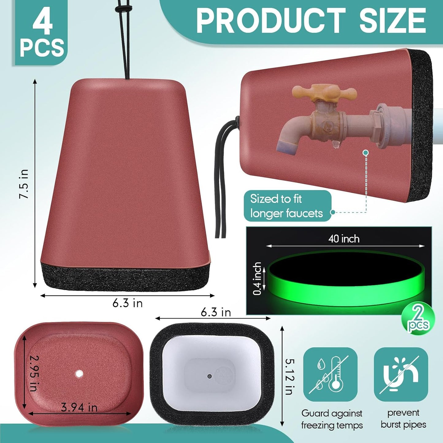 VIHOSE 2 Pcs Large Outdoor Faucet Covers for Winter 7.5 x 6.3 x 5.12 Inch Plastic Spigot Cover for Freeze Protection with Thick Foam Inside for Garden Cold Freeze Proof (Black)