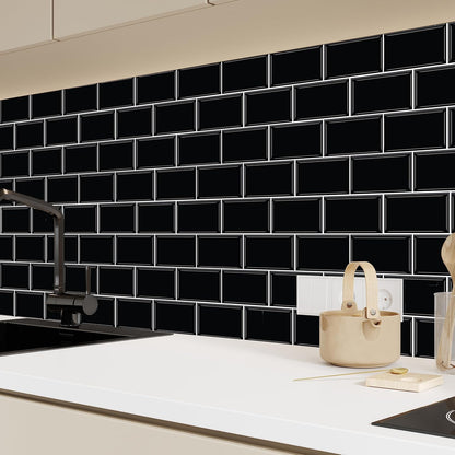 WALPLUS 20 Sheets Peel and Stick Kitchen Backsplash Tile Stickers Self Adhesive Stick on Subway Tile 12" x 6" Bathroom Splashback Water Heat Resistant 3D Wall Tiles Pure White Gray