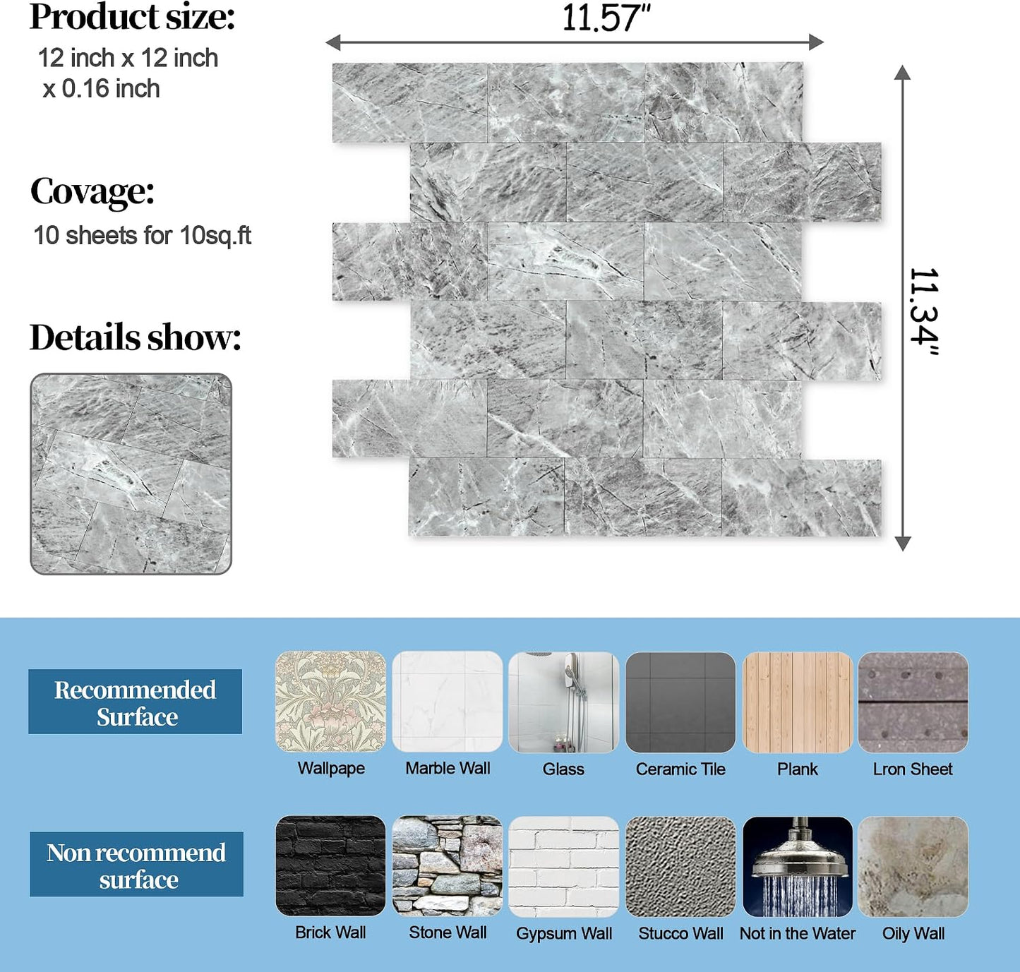 2026 New Upgrade Peel and Stick Backsplash Tile, Peel and Stick 11.34" X 11.57" Wall Tile for Kitchen, Bathroom, Fireplace, Laundry (Beige Ecru, 10 Packs)