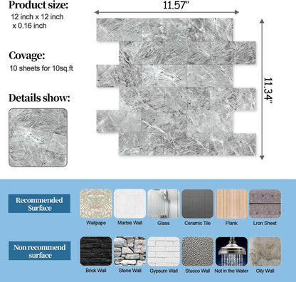 2026 New Upgrade Peel and Stick Backsplash Tile, Peel and Stick 11.34" X 11.57" Wall Tile for Kitchen, Bathroom, Fireplace, Laundry (Beige Ecru, 10 Packs)