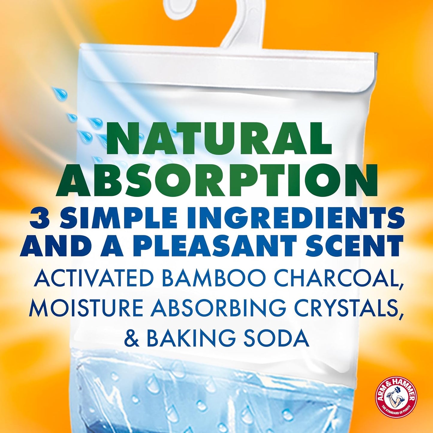 Arm & Hammer Essentials Hanging Moisture Absorber and Odor Eliminator, 17.5 oz., 3 Pack, Fragrance Free, Moisture Absorbers for Closets, Laundry Rooms and Bedrooms, Long-Lasting Freshness