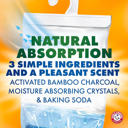 Arm & Hammer Essentials Hanging Moisture Absorber and Odor Eliminator, 17.5 oz., 3 Pack, Fragrance Free, Moisture Absorbers for Closets, Laundry Rooms and Bedrooms, Long-Lasting Freshness