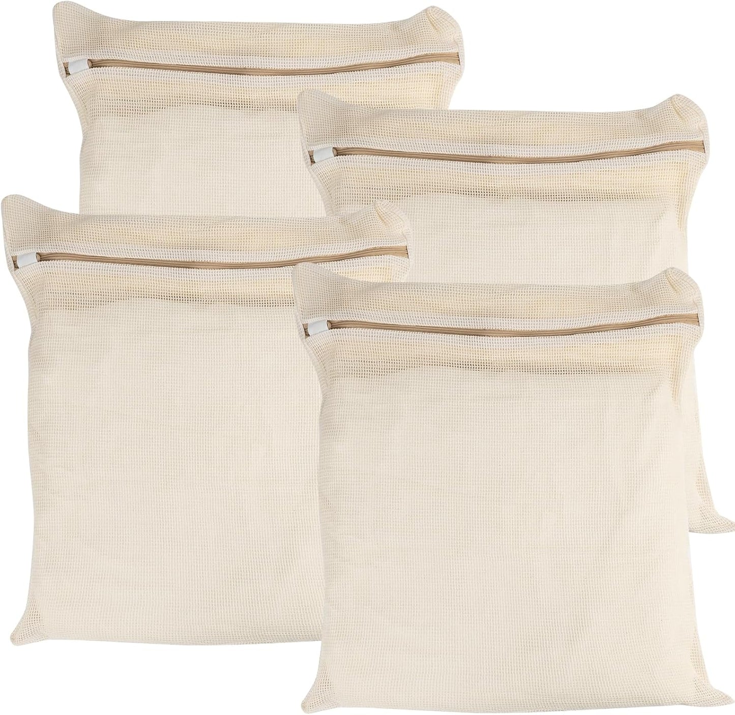 3-piece set extra-large 20×23.6 inch durable organic cotton mesh laundry bags, with sturdy zippers and breathable mesh, perfect for delicate items like underwear, clothes, pants, and socks.
