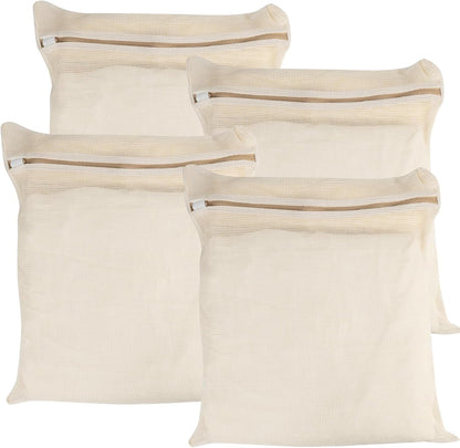 3-piece set extra-large 20×23.6 inch durable organic cotton mesh laundry bags, with sturdy zippers and breathable mesh, perfect for delicate items like underwear, clothes, pants, and socks.