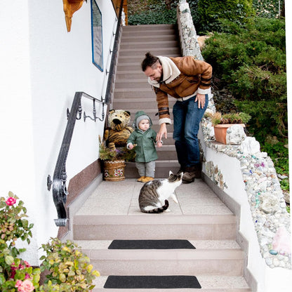 DECHOUS 2Pcs Non-Slip Stair Treads Carpet for Wooden Steps Indoor Self Adhesive Black Stair Runner Carpet Treads 8" x 30" Step Grips for Kids Elders Pets